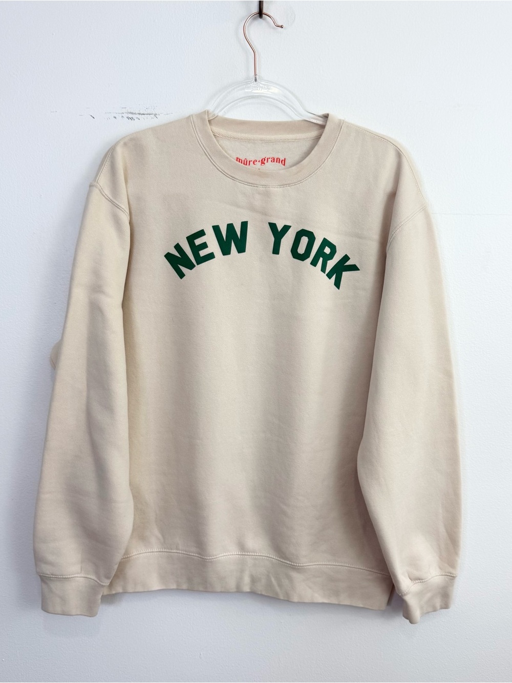 Mure + Grand New York Sweatshirt Cream Graphic Crewneck Size Large